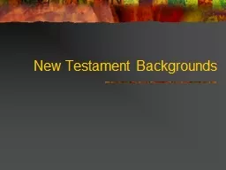 New Testament Backgrounds