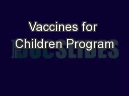Vaccines for Children Program