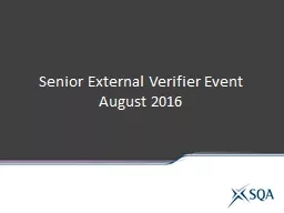 Senior External Verifier Event