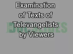 Examination of Texts of Televangelists by Viewers