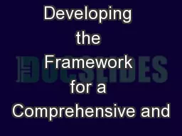 Developing the Framework for a Comprehensive and