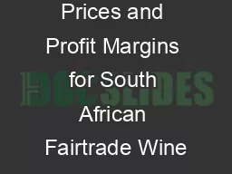 Prices and Profit Margins for South African Fairtrade Wine
