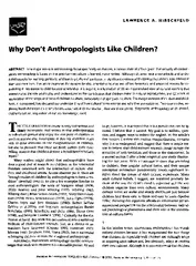 LAWRENC A HIRSCHFEL Wh Don Anthropologist Lik Children