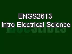 ENGS2613 Intro Electrical Science