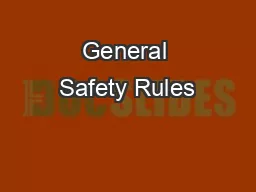 General Safety Rules