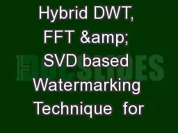 Hybrid DWT, FFT & SVD based Watermarking Technique  for