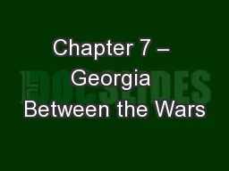 Chapter 7 – Georgia Between the Wars