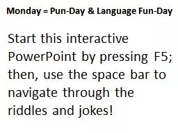 Monday = Pun-Day & Language Fun-Day