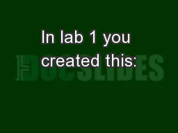 In lab 1 you created this: