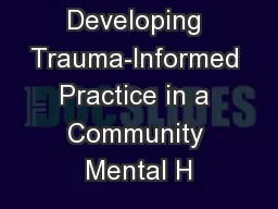Developing Trauma-Informed Practice in a Community Mental H