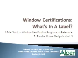 Window Certifications: