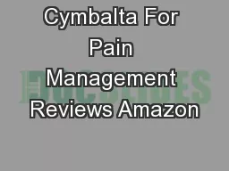 Cymbalta For Pain Management Reviews Amazon