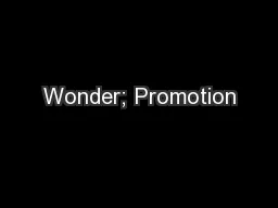 Wonder; Promotion