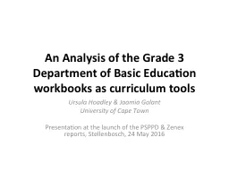 An Analysis of the Grade 3 Department of Basic Education wo