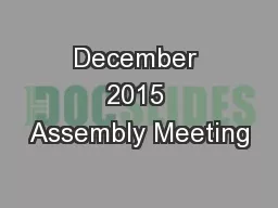 December 2015 Assembly Meeting