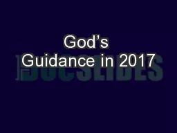 God’s Guidance in 2017