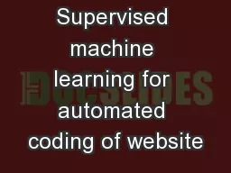 Supervised machine learning for automated coding of website