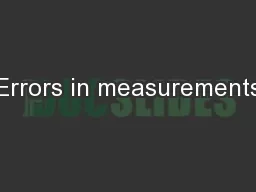 Errors in measurements