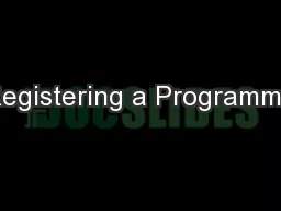 Registering a Programme