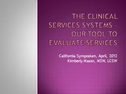 The Clinical Services Systems – our tool to evaluate serv