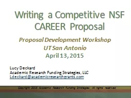 Writing a Competitive NSF CAREER Proposal