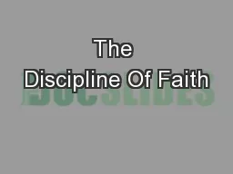 The Discipline Of Faith