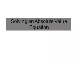 Solving an Absolute Value Equation