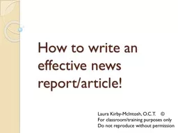How to write an effective news report/article!