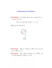 Antisymmetric Relations Denition A relation on is said