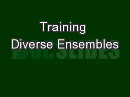 Training Diverse Ensembles