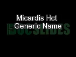 Micardis Hct Generic Name