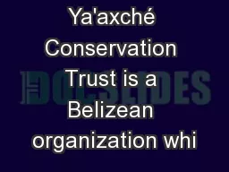 Ya'axché Conservation Trust is a Belizean organization whi