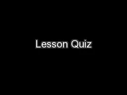 Lesson Quiz