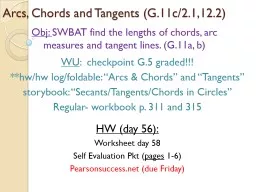 Arcs, Chords and Tangents (G.11c/2.1,12.2)