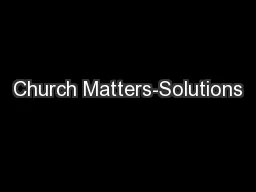 Church Matters-Solutions