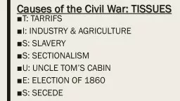 Causes of the Civil War: TISSUES