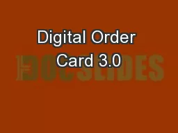 Digital Order Card 3.0