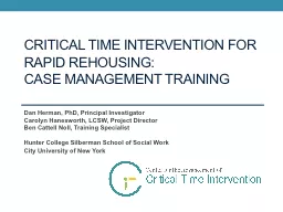 Critical Time intervention for rapid rehousing: