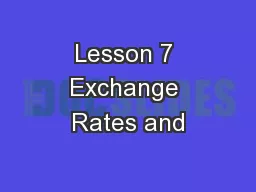 Lesson 7 Exchange Rates and