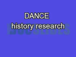 DANCE history research
