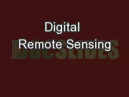Digital Remote Sensing