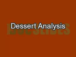 Dessert Analysis