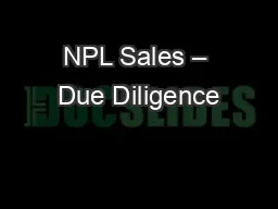 NPL Sales – Due Diligence