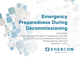 Emergency Preparedness During Decommissioning