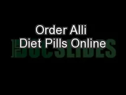 Order Alli Diet Pills Online