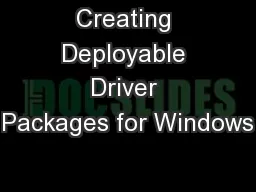 Creating Deployable Driver Packages for Windows