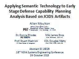 Applying Semantic Technology to Early Stage Defense Capabil