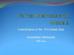 Formal Methods and Models