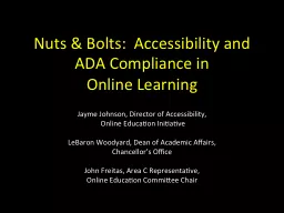 Nuts & Bolts:  Accessibility and ADA Compliance in