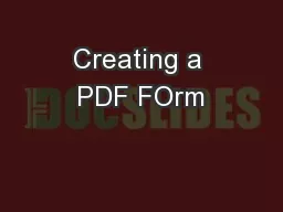 Creating a PDF FOrm